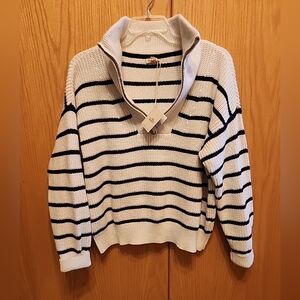 Faherty NWT sz L nautical beachy  sophisticated  wool blend stripped  sweater